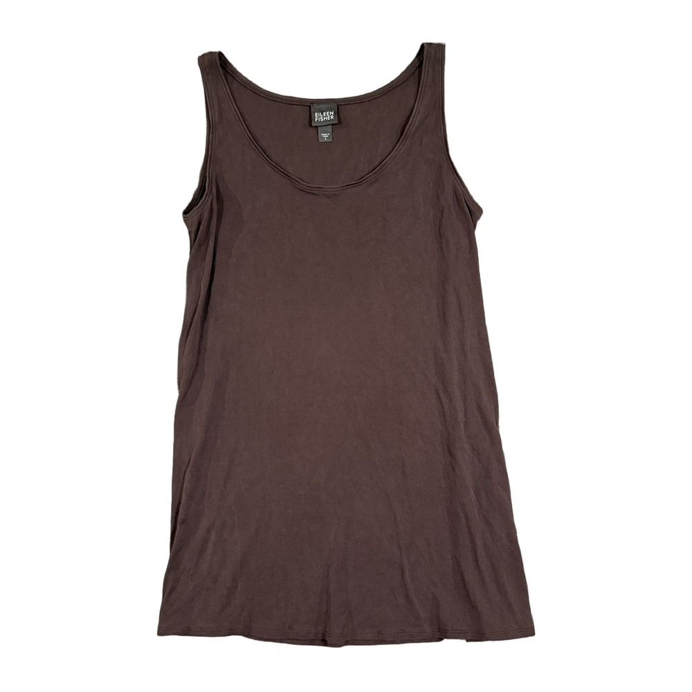 Eileen Fisher Brown Silk Blend Scoop Neck Tank Top Small NWOT